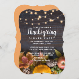 String Lights Wood Rustic Blätter Fall Erntedank Einladung