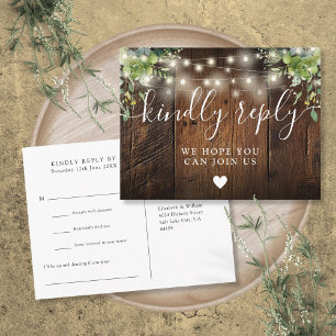 String Lights Wood Song Request UAWG Postcard Einladungspostkarte