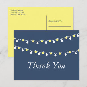 String Lights, Yellow & White Wedding Vielen Dank Postkarte