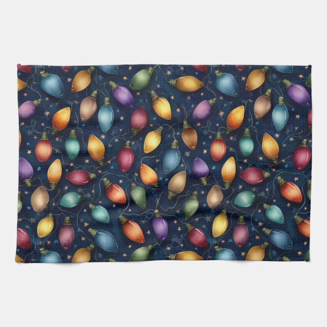 String Of Colorful Christmas Lights  Geschirrtuch (Horizontal)