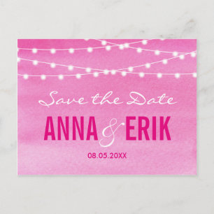 Stringfarbenleuchten Save the Date Postkarte