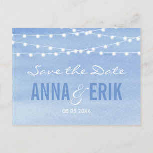 Stringfarbenleuchten Save the Date Postkarte