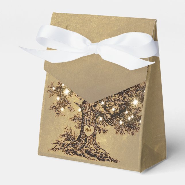 Stringleuchten alte rustikale Gastgeschenk Hochzei Geschenkschachtel (Vorderseite)