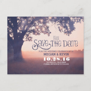 Stringlichtbaum Save the Date verzaubert Ankündigungspostkarte