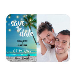 Strings Lights Tropical Beach Save the Date Foto Magnet