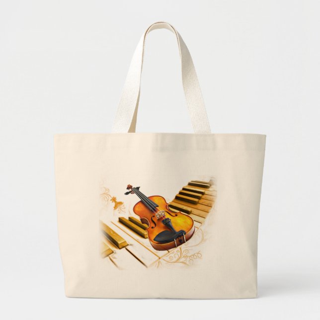 Strings und Keys_ Jumbo Stoffbeutel (Vorne)