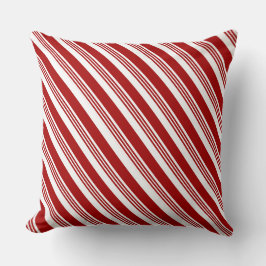 Strip Candy Cane Weihnachtsrot Weiß Kissen
