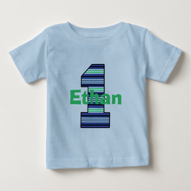 Strip First Birthday Boy T - Shirt (Vorderseite)