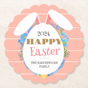 Strip Floral Simple Elegante Ostersonnige Familie Untersetzer