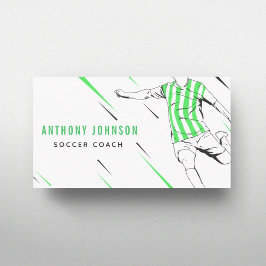Strip Green Uniform Soccer Player Coach Modern Visitenkarte