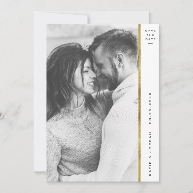 Strip Imitats Gold Foil Foto Speichern Sie die Dat Save The Date (Vorderseite)