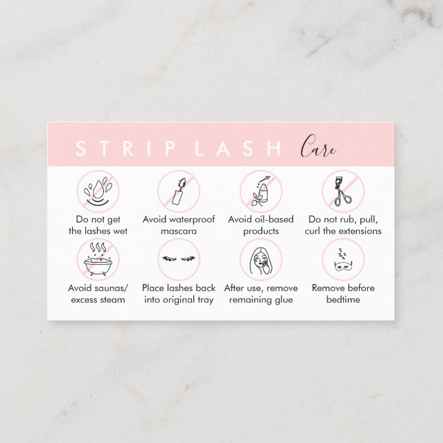 Strip Lash Aftercare Visitenkarte (Rückseite)