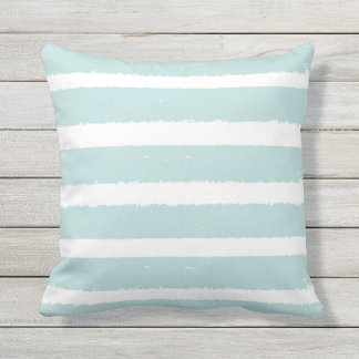 Strip Mint Türkis Blue White Stripe Nautical Kissen