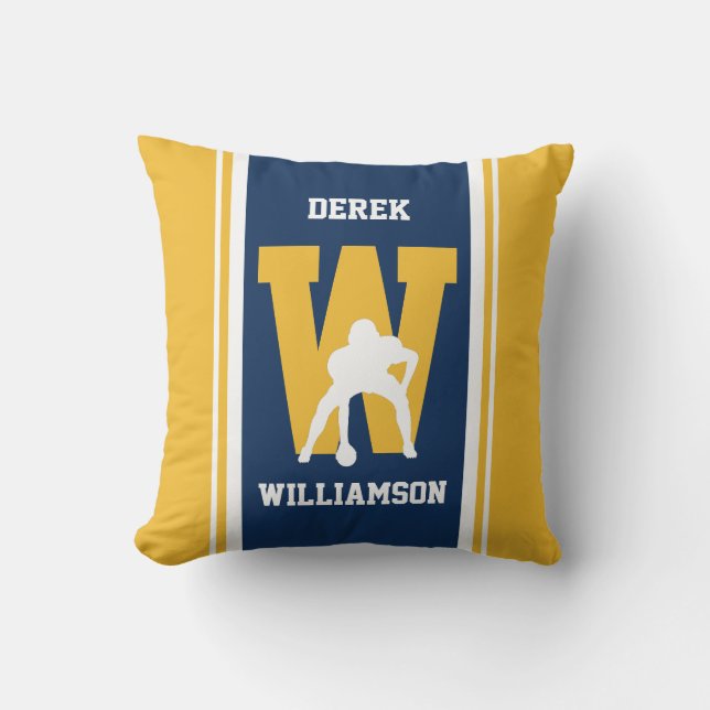 Strip Navy und Gold Fußball Kissen (Vorderseite)