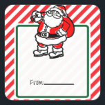 Strip Red Christmas Holiday Geschenk Exchange Part Quadratischer Aufkleber<br><div class="desc">Matching-Elemente verfügbar.</div>