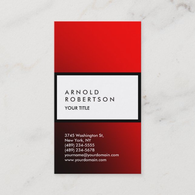 Strip Red White Trendy Beruflich Business Card Visitenkarte (Vorderseite)