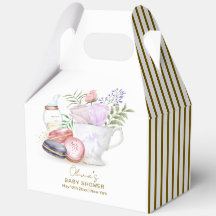 Stripe Bonjour Floral Macarons Tea Baby Dusche