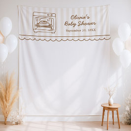 Stripe Bun in the Oven Baby Shower Backdrop Wandteppich