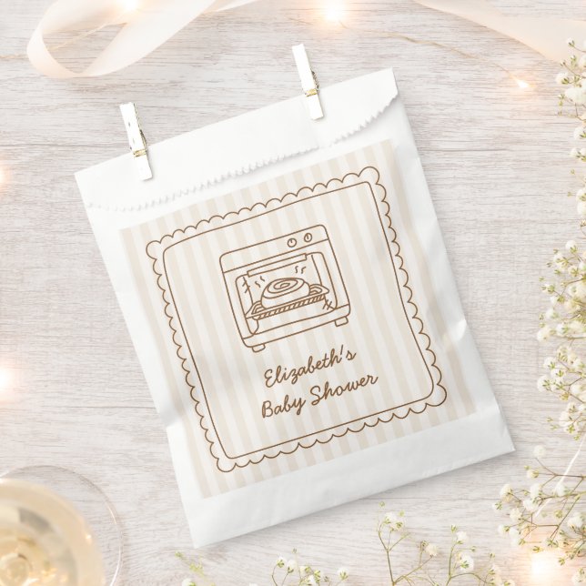 Stripe Bun in the Oven Baby Shower Favor Bag, Geschenktütchen (Ausgeschnitten)