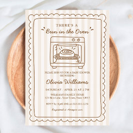 Stripe Bun in the Oven Baby Shower Invitation Einladung