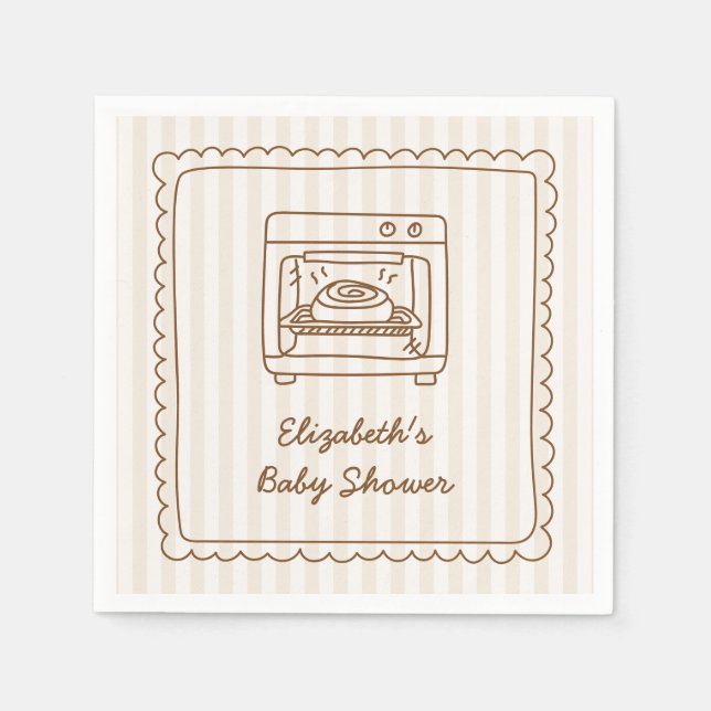 Stripe Bun in the Oven Baby Shower Napkin Serviette (Vorderseite)