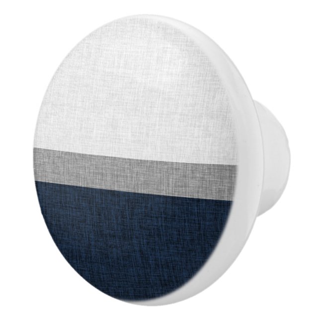 Stripe Dark Blue Gray Ash Graphic Burlap-Muster Keramikknauf (Rechts)