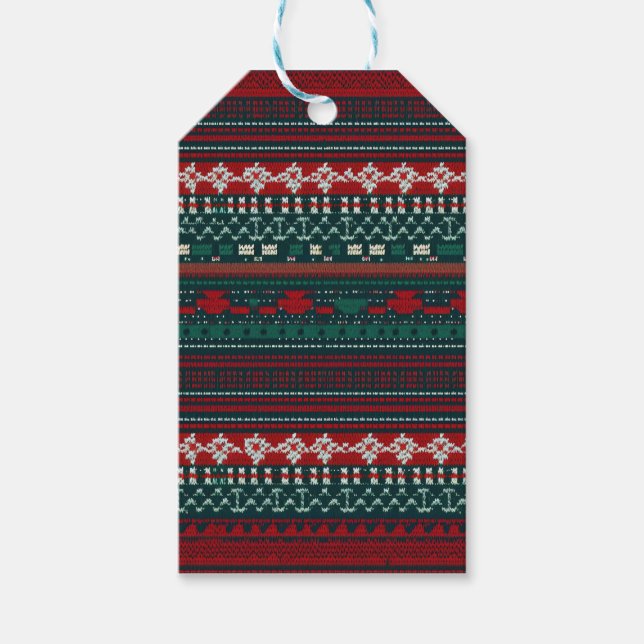 Stripe Design Ugly Christmas Sweater Geschenkanhänger (Vorderseite)