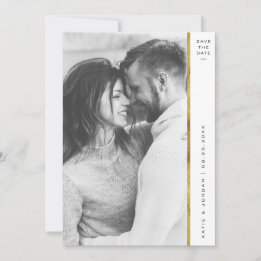 Stripe Faux Gold Foil Photo Enregistrer les cartes