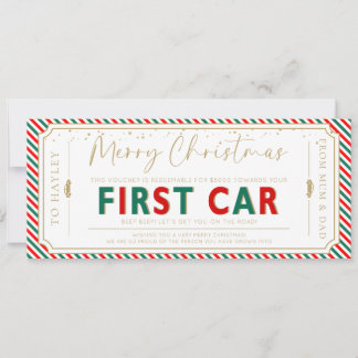 Stripe First Car Weihnachts-Geschenkgutschein Kart Einladung