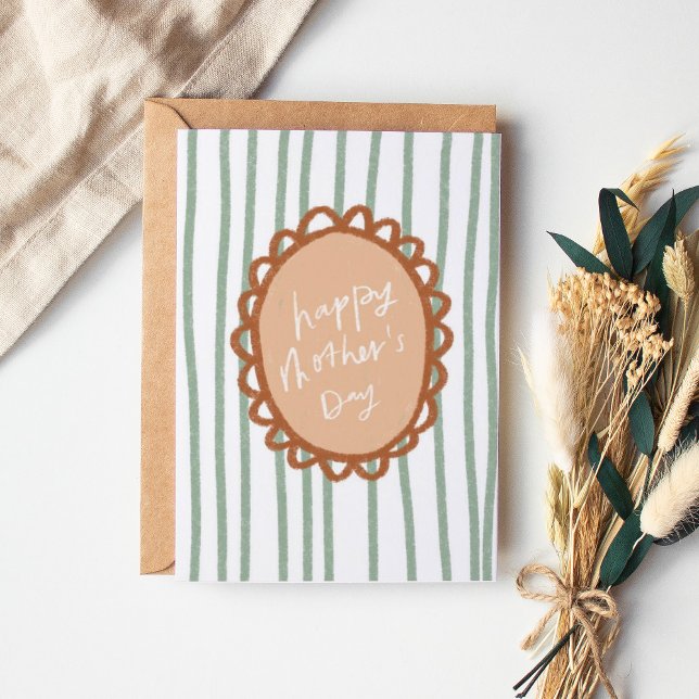 Stripe Hand gezogen Rahmen glücklich Muttertag Dankeskarte (Von Creator hochgeladen)