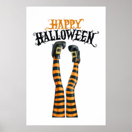 Stripe Hexe Leg Strumpf Happy Halloween Poster