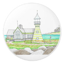 Stripe Lighthouse Keramik Door Knob