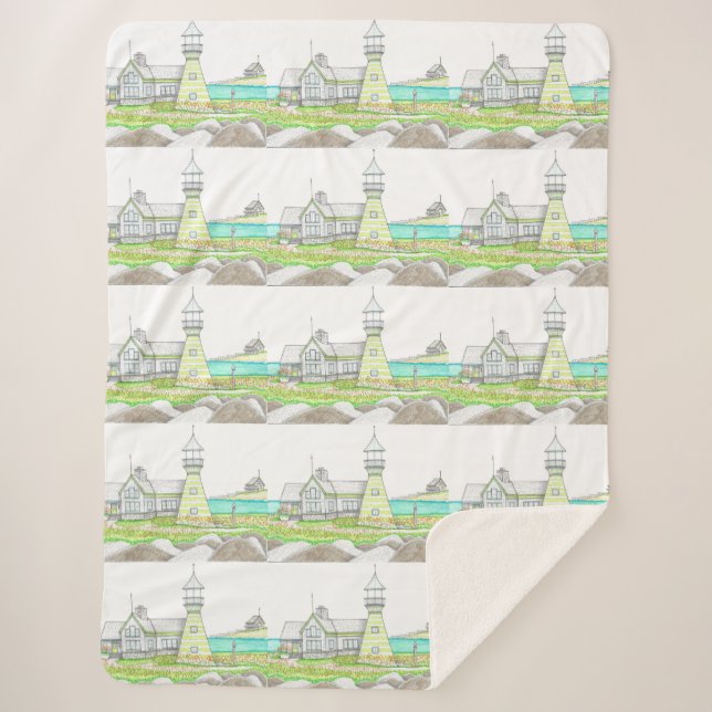 Stripe Lighthouse Sherpa Blanket Sherpadecke (Vorderseite)