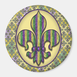 Stripe Mardi Gras Lilie Magnet