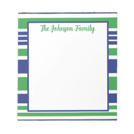 Stripe Navy Blue und Kelly Green Notepad Notizblock