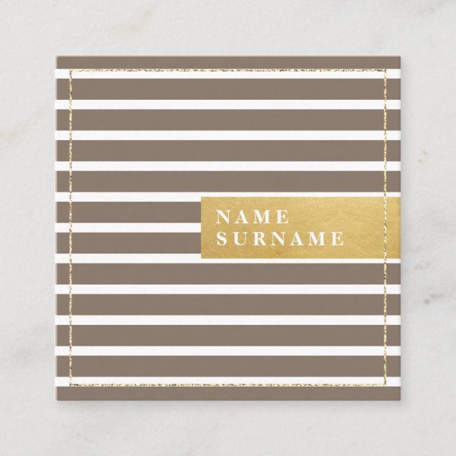 Stripe Pattern Glitter Pewter Square Business Card Quadratische Visitenkarte (Vorderseite)