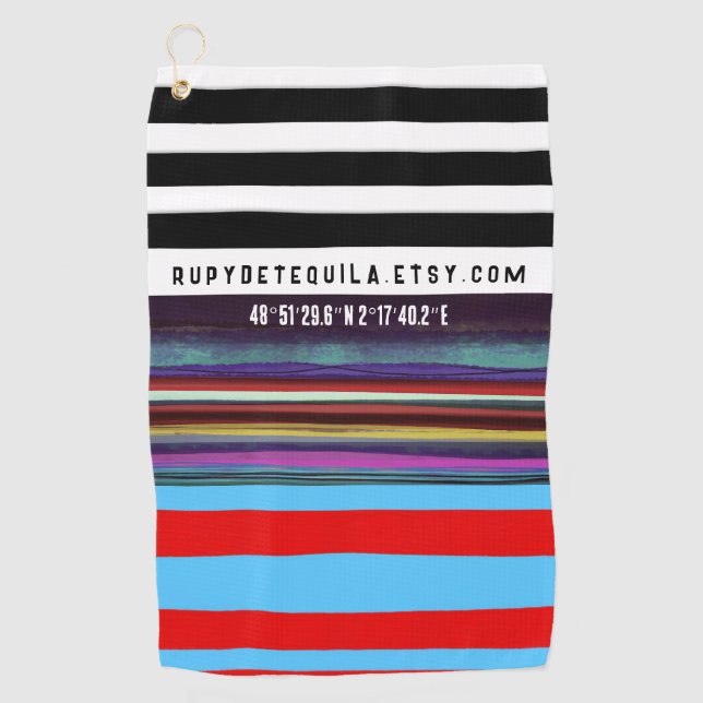 Stripe Retrolinien Horizontal handbemalt DIY Golfhandtuch (Vorderseite)