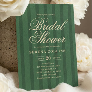 Stripe Vintage Grüne Brautparty Einladung
