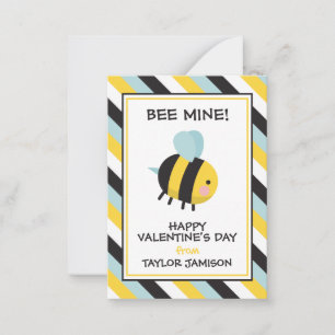 Striped Bee Mine Valentine's Classroom Cartes