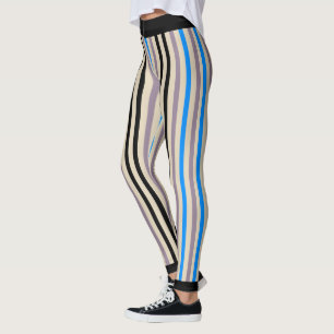 Striped Black Gray Blue (custom) Leggings