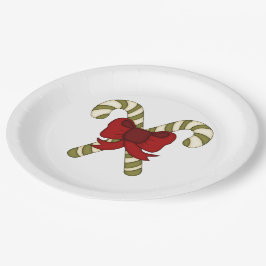 Striped Candy Canes mit Red Bow Pappteller