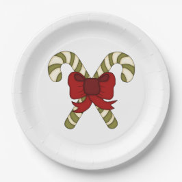 Striped Candy Canes mit Red Bow Pappteller