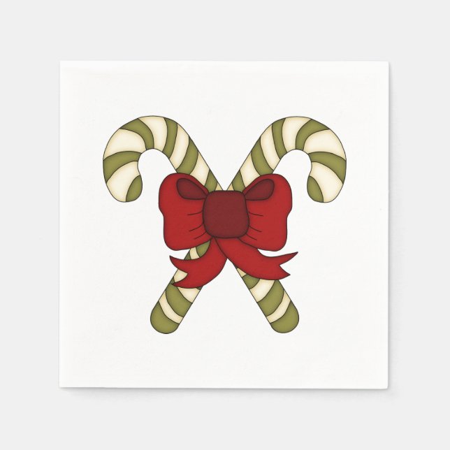 Striped Candy Canes with Red Bow Serviette (Vorderseite)