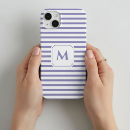 Striped Cell Phone Case with Decorative Monogram