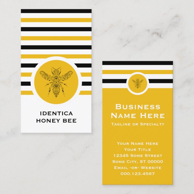 Striped Chic HONEY BEE Business Card Visitenkarte (Vorne/Hinten)