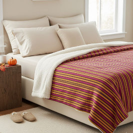 Striped Earth Color Blanket: Comfort and Natural  Sherpadecke