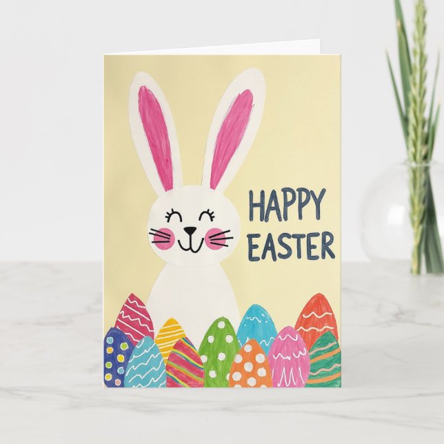 Striped Egg Rabbit Paper Card Karte (Vorderseite)