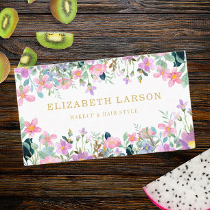 Striped Elegant floral Beauty Artist Haar Makeup Visitenkarte
