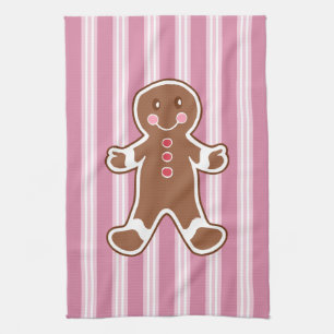 Striped Gingerbread Boy Küchentuch