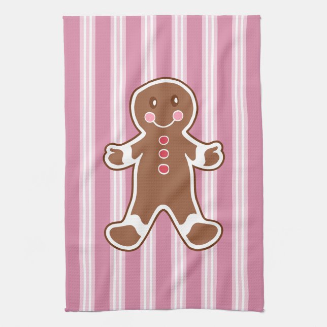 Striped Gingerbread Boy Küchentuch (Vertikal)